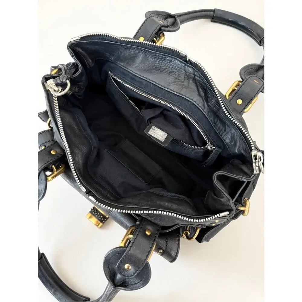 Black Chloé Paddington Bag Rare Vintage Rock n' Roll Stud Chain Padlock